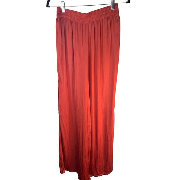 2/$30 ZARA Small Wide-Leg Terra-cotta Crinkled Elastic Flowy Gauchos Pants - Picture 1 of 13